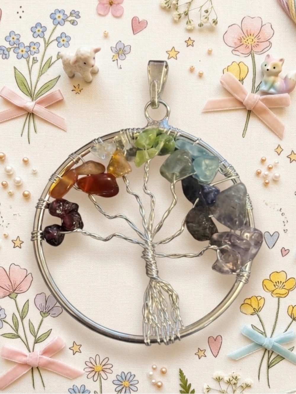 Tree of Life Multicolor Chakra Pendant Necklace